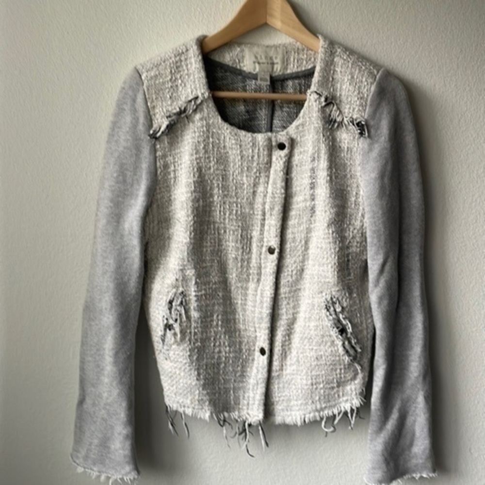 Hinge Jacket Distressed Size Medium Gray And White - image 1
